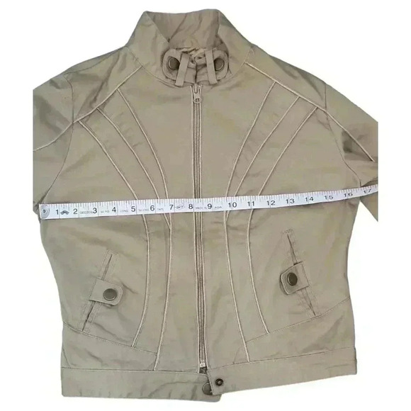 Vintage Retro Lipstick Beige Nude Moto Biker Warm Cotton Jacket Size Small - Picture 8 of 11